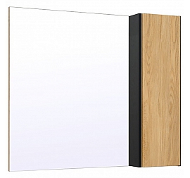 Шкаф зеркальный Runo Мальта 85 см дуб/чёрный