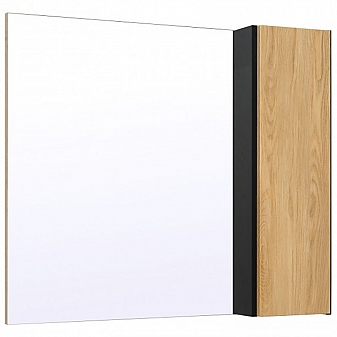 Шкаф зеркальный Runo Мальта 85 см дуб/чёрный