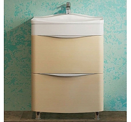 Тумба с умывальником Velvex Iva 60 60 см светлый лен напольная