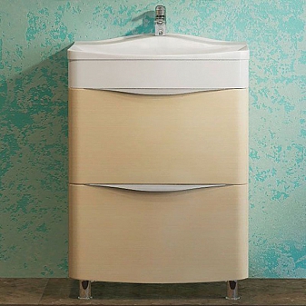 Тумба с умывальником Velvex Iva 60 60 см светлый лен напольная