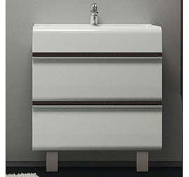 Тумба с умывальником Velvex Cub 70 70 см напольная белая/тёмный лён