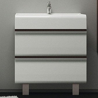 Тумба с умывальником Velvex Cub 70 70 см напольная белая/тёмный лён