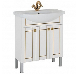 Тумба с умывальником Aquanet Честер 186100 75 см белый/золото
