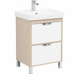 Тумба с умывальником Aquanet Гретта New 239400 60 см светлый дуб 2 ящика