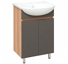 Тумба с умывальником Runo Лада 00-00001164 50 см серый дуб/графит