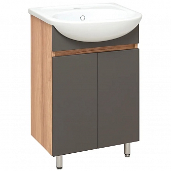 Тумба с умывальником Runo Лада 00-00001164 50 см серый дуб/графит