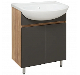 Тумба с умывальником Runo Лада 00-00001165 60 см серый дуб/графит