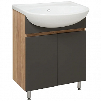 Тумба с умывальником Runo Лада 00-00001165 60 см серый дуб/графит