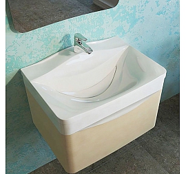 Тумба с умывальником Velvex Iva 60 60 см светлый лен подвесная