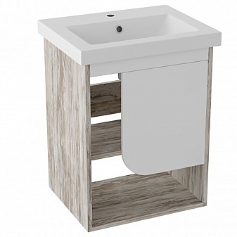 Тумба с умывальником Runo Сити 00-00000990 50 см дуб/белая