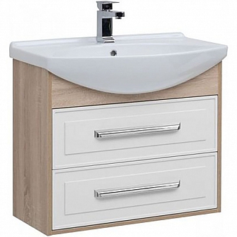 Тумба с умывальником Aquanet Остин 200909 75 см белая/дуб сонома