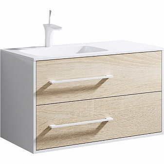 Тумба с умывальником Aqwella 5 stars Miami Mai.01.09/L 90 см белый/дуб сонома