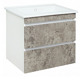 Тумба с умывальником Runo Манхэттен 65 см белая/серый бетон