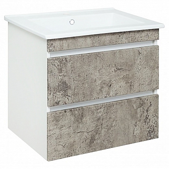Тумба с умывальником Runo Манхэттен 65 см белая/серый бетон