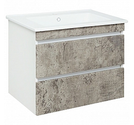 Тумба с умывальником Runo Манхэттен 75 см белая/серый бетон