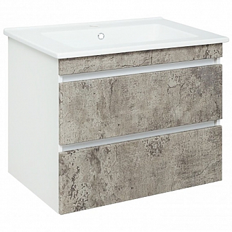 Тумба с умывальником Runo Манхэттен 75 см белая/серый бетон