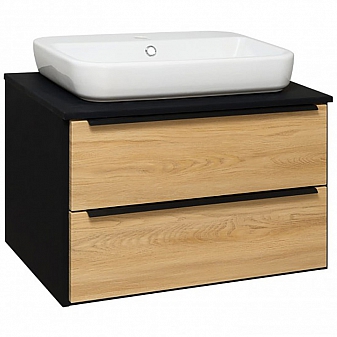 Тумба с умывальником Runo Мальта Caspia Square 70 см дуб/чёрный