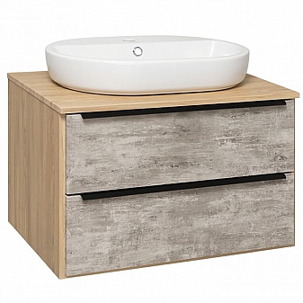 Тумба с умывальником Runo Мальта Caspia Oval 70 см дуб/серый