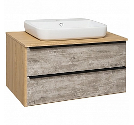 Тумба с умывальником Runo Мальта Caspia Square 85 см дуб/серый