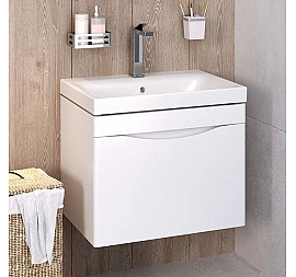 Тумба с умывальником Runo Афина 60 см белая подвесная