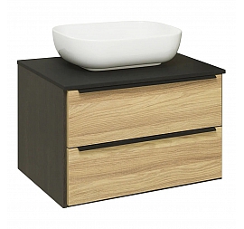 Тумба с умывальником Runo Мальта 70 дуб чёрный Moduo Square 70 см