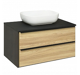 Тумба с умывальником Runo Мальта 85 дуб чёрный Moduo Square 85 см