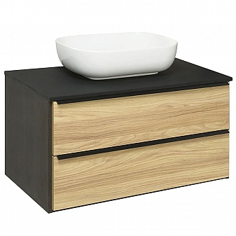 Тумба с умывальником Runo Мальта 85 дуб чёрный Moduo Square 85 см