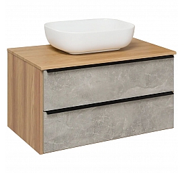 Тумба с умывальником Runo Мальта 85 серый дуб Moduo Square 85 см