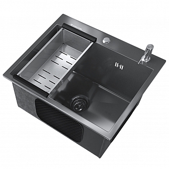 Мойка кухонная Ulgran Steel 50 см чёрная сталь