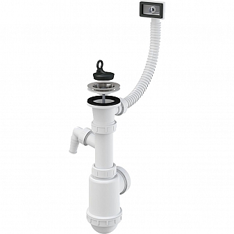 Сифон для кухонной мойки AlcaPlast A444P с отводом для стиральной машины