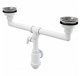 Сифон для кухонной мойки AlcaPlast A453P с отводом для стиральной машины
