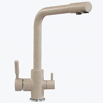 Смеситель для кухни Polygran Высокий Дуо песочный