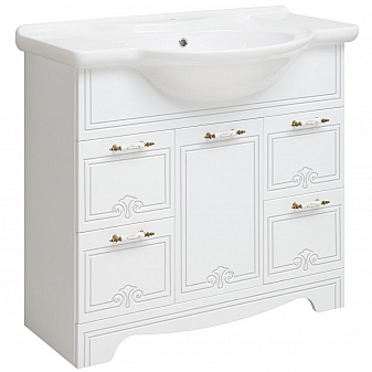 Тумба с умывальником Runo Кантри 85 см белая