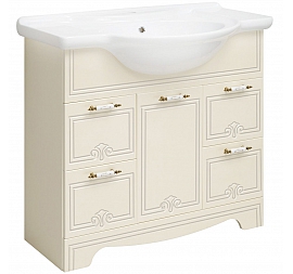 Тумба с умывальником Runo Кантри 85 см крем