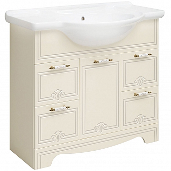 Тумба с умывальником Runo Кантри 85 см крем