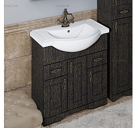 Тумба с умывальником Санта Классик 80 см черное золото