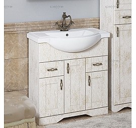 Тумба с умывальником Санта Классик 80 см белое золото