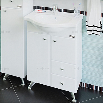 Тумба с умывальником Санта Альтаир 60 см 2 ящика с корзиной для белья