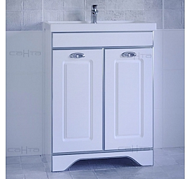 Тумба с умывальником Санта Мадрид 60 см серебро