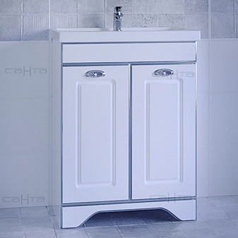 Тумба с умывальником Санта Мадрид 60 см серебро