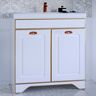 Тумба с умывальником Санта Мадрид 80 см золото