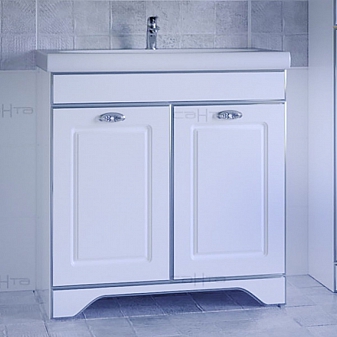 Тумба с умывальником Санта Мадрид 80 см серебро