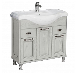 Тумба с умывальником Акватон Жерона 1A1585K5GEM20 85 см белое серебро