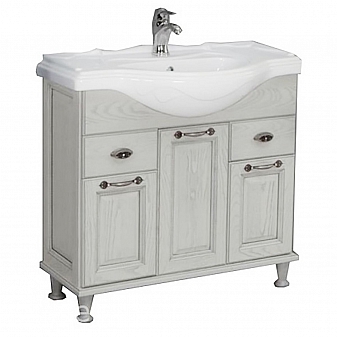 Тумба с умывальником Акватон Жерона 1A1585K5GEM20 85 см белое серебро