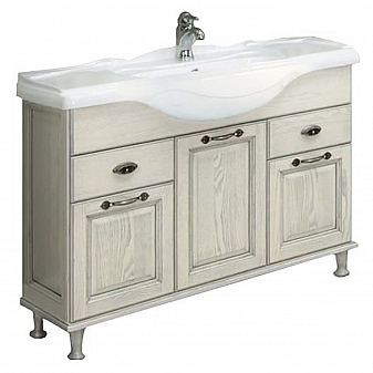 Тумба с умывальником Акватон Жерона 1A1586K5GEM20 105 см белое серебро