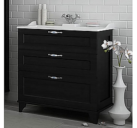 Тумба с умывальником Акватон Леон Н 1A1878K0LBPT0 80 см ясень черный