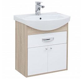 Тумба с умывальником Aquanet Грейс 60 см с ящиком дуб сонома/белый