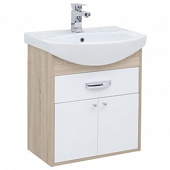 Тумба с умывальником Aquanet Грейс 60 см с ящиком дуб сонома/белый