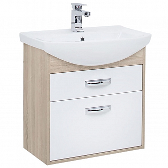 Тумба с умывальником Aquanet Грейс 65 см 2 ящика дуб сонома/белый