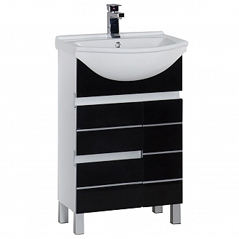 Тумба с умывальником Aquanet Доминика 55 см черно-белая